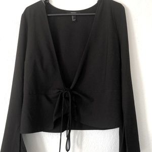 Forever 21 black side tie blouse